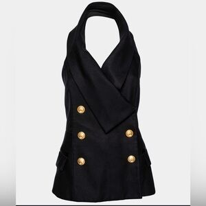 Balmain Black Double Breasted Halter Vest FR34 US2 $1,260